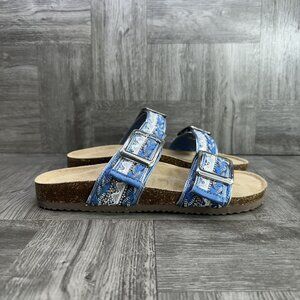 Madden Girl Women's size 7 Bambam AC Denim Blue Double Strap Sandals